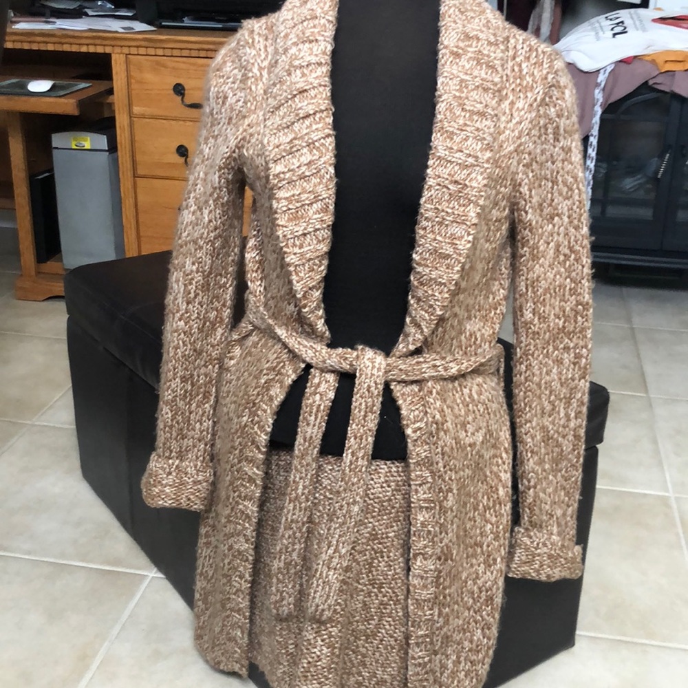 Warm long knitted sweater